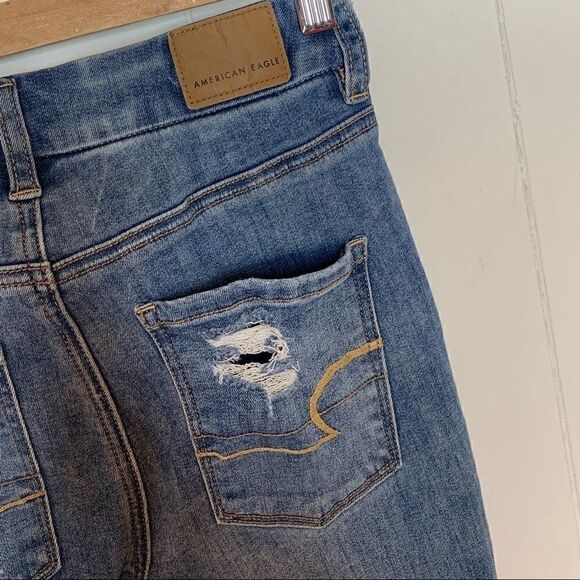 American Eagle AEO Curvy Hi Rise Jegging Jeans Destroyed Distressed Size 0 - Picture 10 of 10